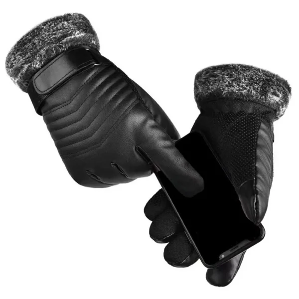 Guantes de cuero PU afelpados