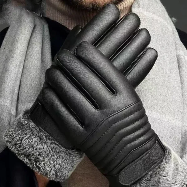 Guantes de cuero PU afelpados